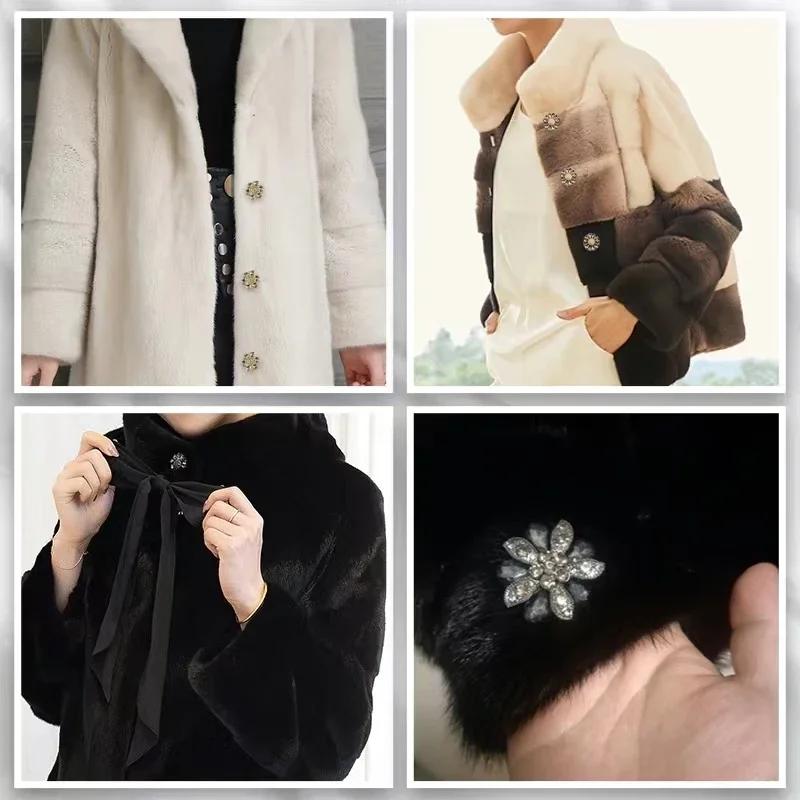 1pcs High-grade Rhinestone Metal Buttons for Needlework Fur Collar Sewing Metal Embellishment Buckle
