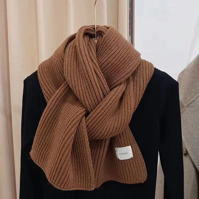 Korean Style Versatile Knitted Scarf for Women - Green, Blue, Red, Warm & Stylish for Autumn/Winter
