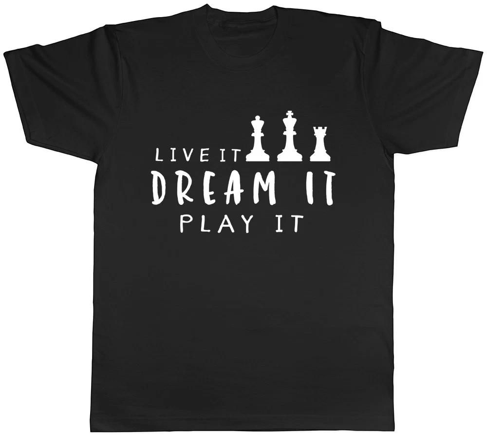 Live It Dream It Play It Chess Mens Womens Ladies T-Shirt M