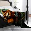 1pc Bengal Tiger Print Flannel Blanket - Luxurious Plush All-Season Bedspread with Realistic Tiger Face & Jungle Design, Soft Wa