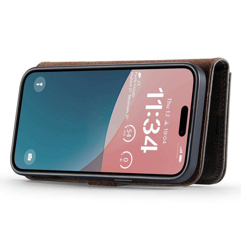 DG.MING for iPhone 16 Case Detachable Split Leather Phone Cover
