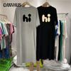 Summer Women's Split Letter Print Knee Length Loose Plus Size Short Sleeve T-Shirt Dress