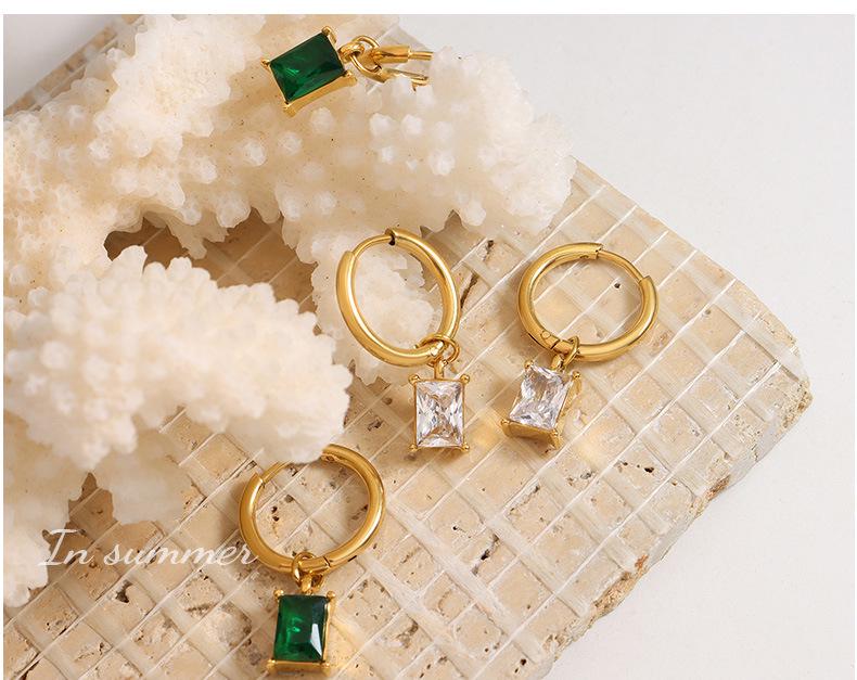 Trendy Zircon Pendant Earrings: 18K Gold-Plated Titanium Steel, Versatile Blogger Style