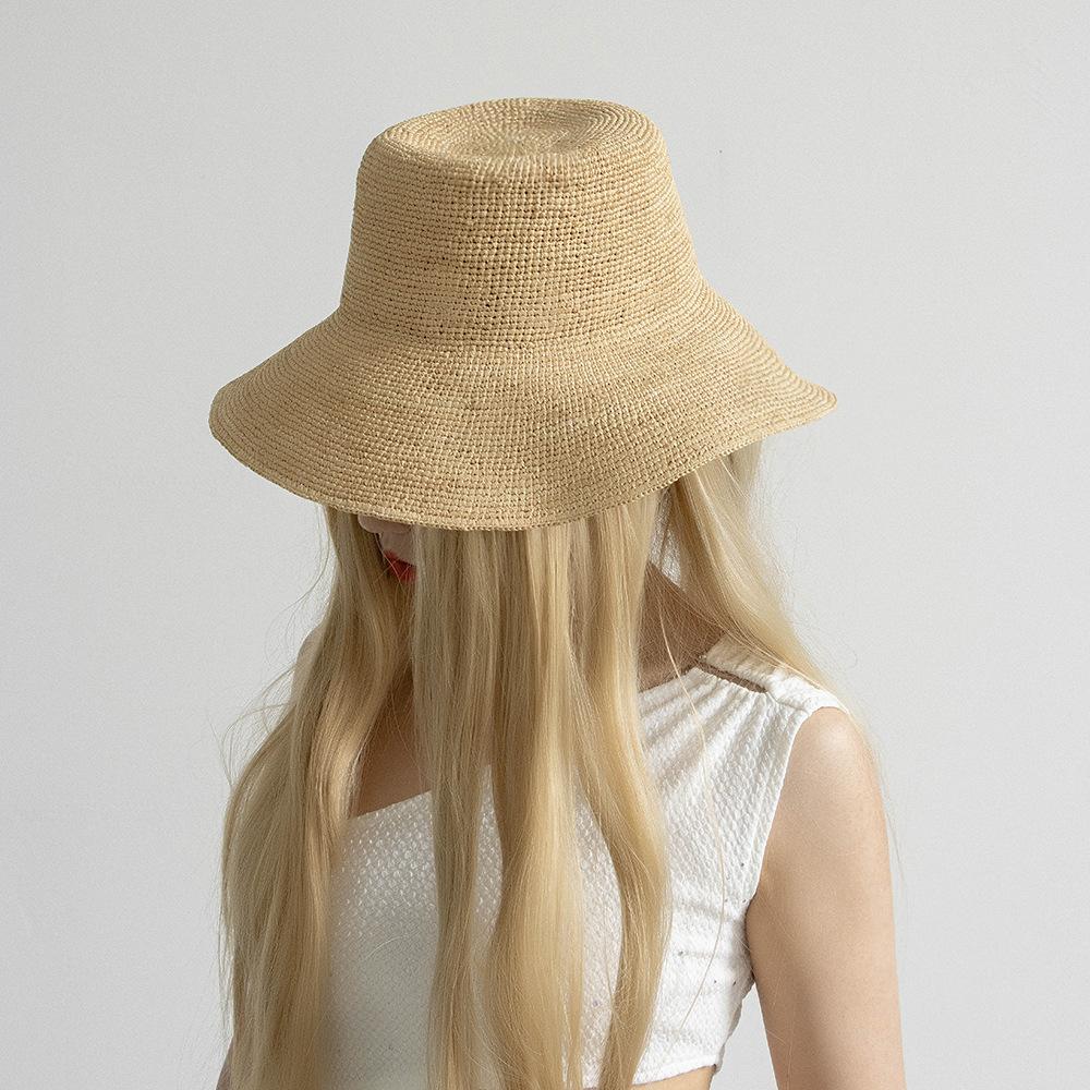 My Extreme Outdoor Activities Women's Uspop New Summer Foldable Fine Crochet Hand-Woven Raffia Hat With Wide Brim 100% Natural Straw Sun Hats Beach Hat For 56-58Cm