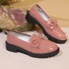 Womens Patent Leather Shoes Women Loafers British Tassel Casual Female Flat Shoes Bowknot Comfortable Small Leather Shoes