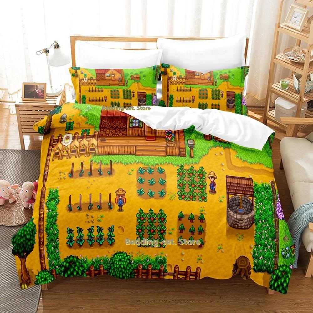 Stardew Valley Bedding Set Single Twin Full Queen King Size Bed Set Adult Kid Bedroom Duvetcover Sets Game Bed Sheet Set