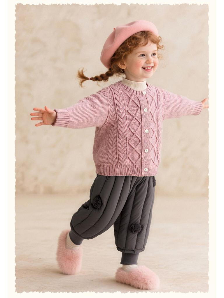 2025 Winter Mädchen Süßer & Vielseitiger Strickcardigan aus Merinowolle