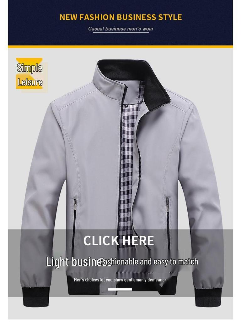 Męski płaszcz trenczowy na wiosnę i jesień: Casualowa kurtka o luźnym kroju ze stójką