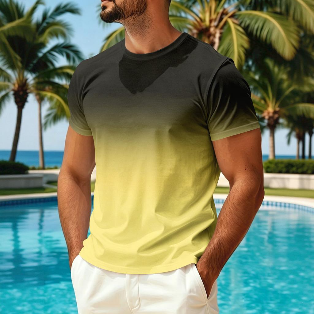 Men's Summer Crew Neck T-Shirt Quick Dry Breathable Lightweight Casual Short Sleeve Shirt for Outdoor Activities and Sun Protection