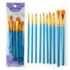 10-Piece Children's Paint Brush Set: Blue Handle Nylon Brushes for Acrylic, Watercolor, and Oil Painting