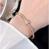 Titanium Steel Bracelet Women's High-end Zircon Couple Bracelet Light Luxury Ring Bracelet Ring Hand Jewelry New Style