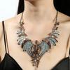 Gothic Punk Exaggerated Shiny Rhinestone Skull Bat Devil Necklace for Women Halloween Jewelry Accessories