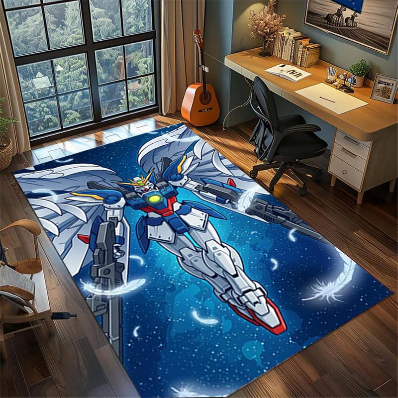 Gundam Bedroom Rug Large Area Non Slip Washable Carpet Gamer Room Decor