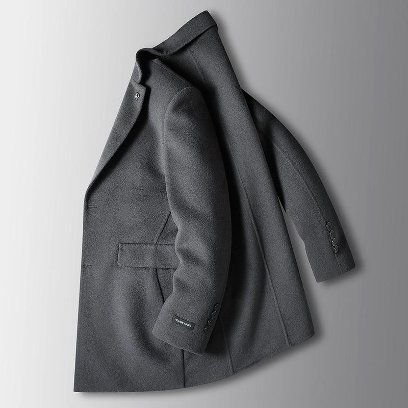 Autumn and Winter Handmade Double-sided Woolen Coat Middle-aged and Young Business Leisure Medium and Long Woolen Trench Coat