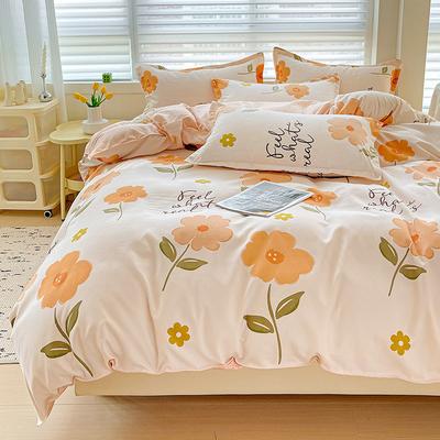 Class A Maternal And Infant Grade Ins Small Fresh Thickened Abraded Four-Piece Set Skin-Friendly Sheets Washed Cotton Quilt Cover Dormitory 3Pcs Set
