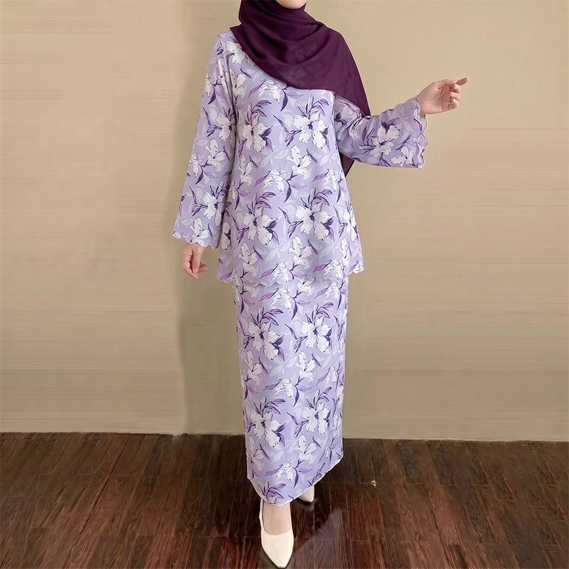 ZANZEA Women Long Sleeve Blouse and Long Skirts Floral Print Two Piece Suit Sets