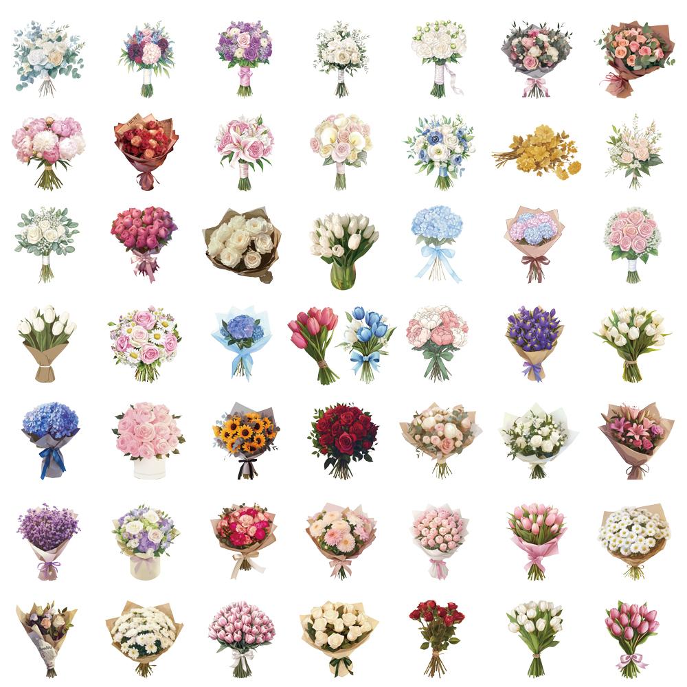 50/100PCS Satin Dream Flower Gift Stickers Cartoon Suitcase Luggage Car Phone Transparent Decorative Laptop Pegatina Sticker