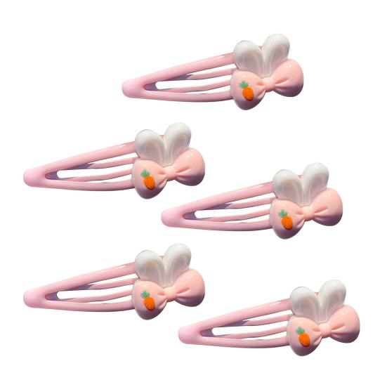 5 Stück Mädchen Haarspange Cartoon Hase Stern Dekor Haarspange Keine Kopfhaut Seitenpony Haarspange Kindliche Haaraccessoires