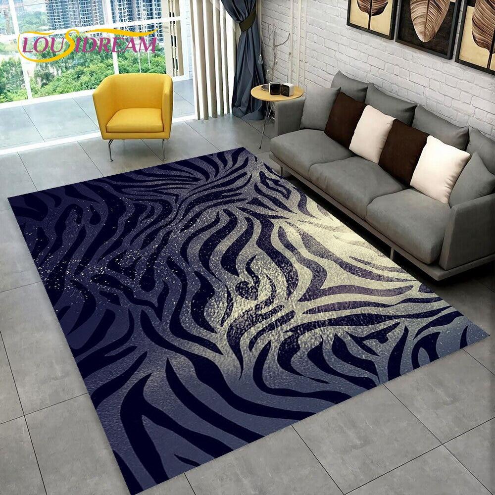 3D Colorful Zebra Pattern Area Rug,Carpet Rug for Living Room Bedroom Sofa Office Doormat Decoration, Kids Non-slip Floor Mat