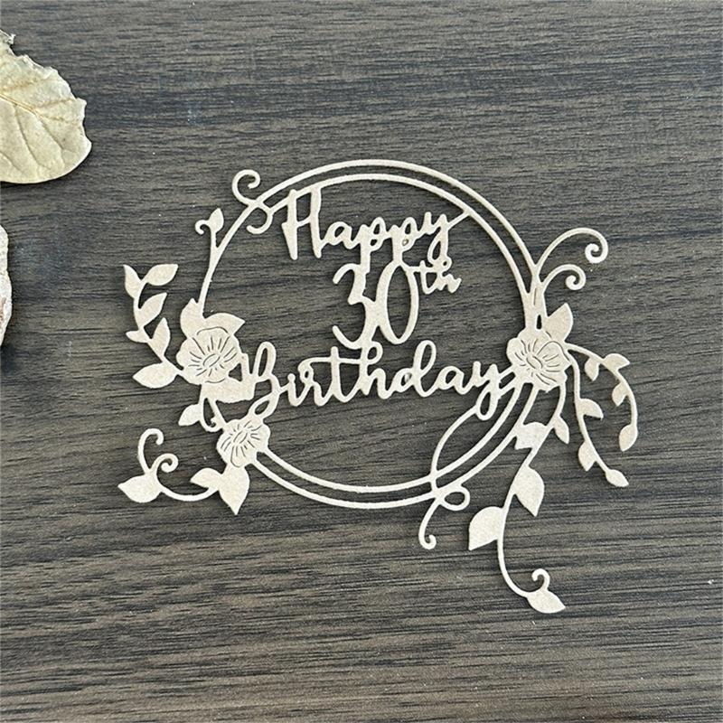 Happy Birthday Die Cut Stencils Birthday Wreath Carbon Steel Cutting Die Scrapbooking Embossing Tool for Card Making