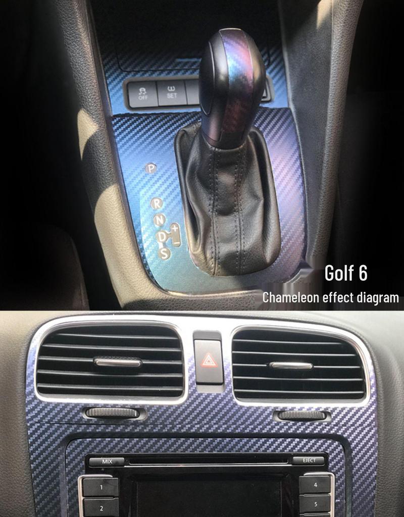 Golf 6 Mittelkonsole Anti-Kick Kohlefaser Aufkleber - Kratzschutz