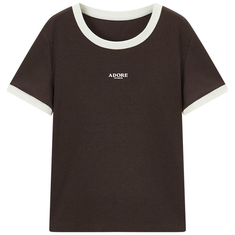 Women s Color-Block Knit Short-Sleeve T-Shirt M