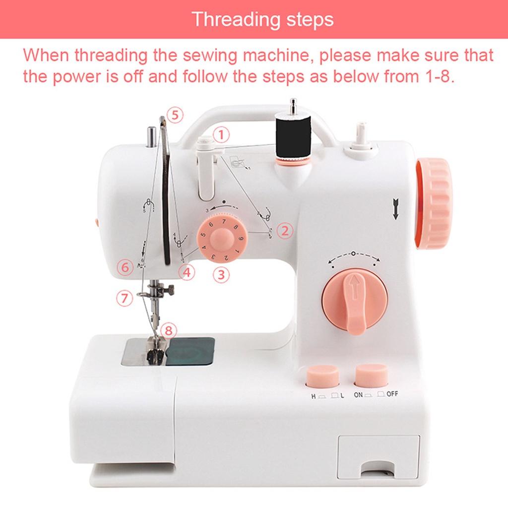 Mini Portable Sewing Machine Household Night Light Foot Pedal Straight Line Hand Table Tools Two Speeds Two Power Supply 6W
