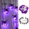 Small LED Spider Light Strands 10/20FT Halloween String Light, Battery Powered Purple Large Spider/Bat Garland, Spooky Creative Holiday Wall