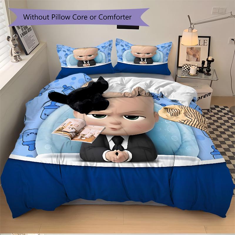 Baby Boss Theme Print 3Pcs Bedding Setduvet Cover With 2 Bedropillowcase Home Birthday Gift