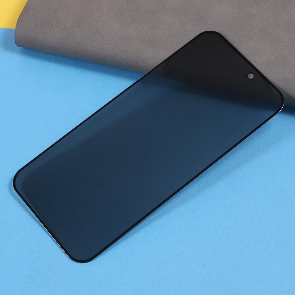 For iPhone 15 Pro Max Silk Printing Screen Protector Full Glue Full Cover High Aluminium-silicon Glass Anti-peep Film