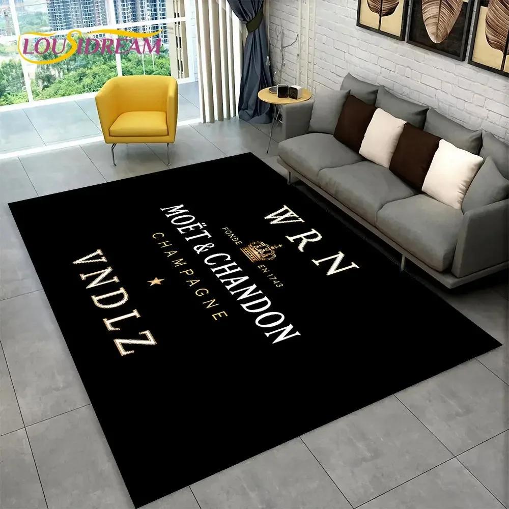 C-Champagne M-Moet & C-Chandon Teppich für Schlafzimmer Wohnzimmer Zuhause Sofa Dekoration, Kinderspiel Große Dekoration Bodenmatte Geschenk