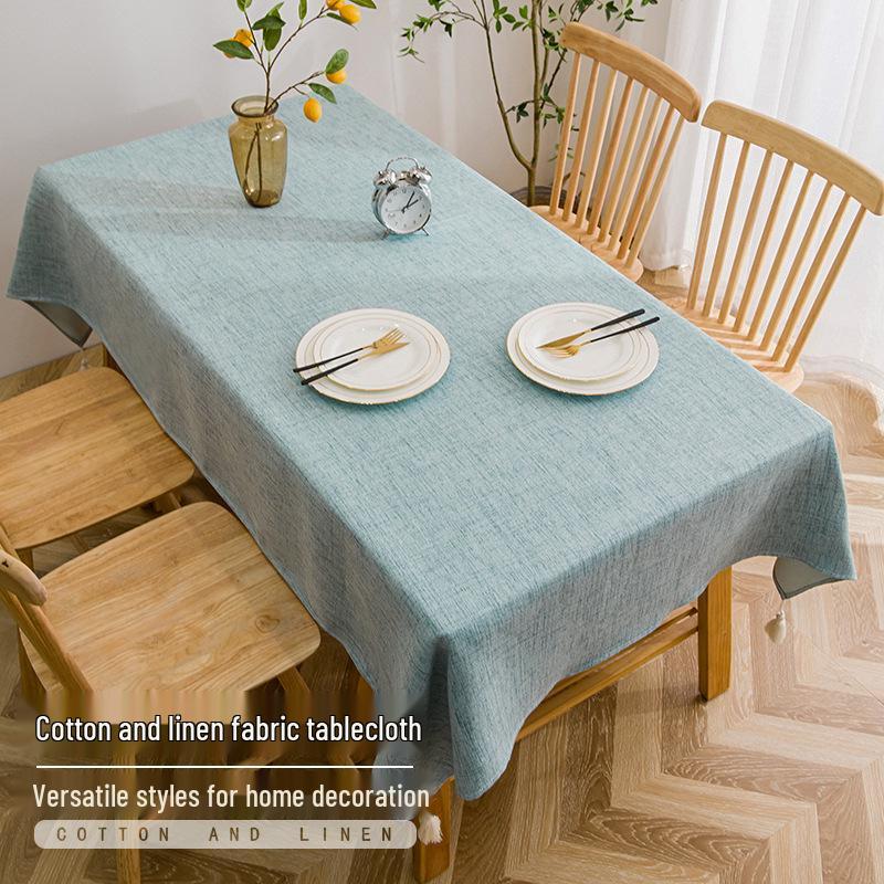Luxuriöse einfarbige wasserdichte Baumwoll-Leinen-Tischdecke für Ess- & Couchtische