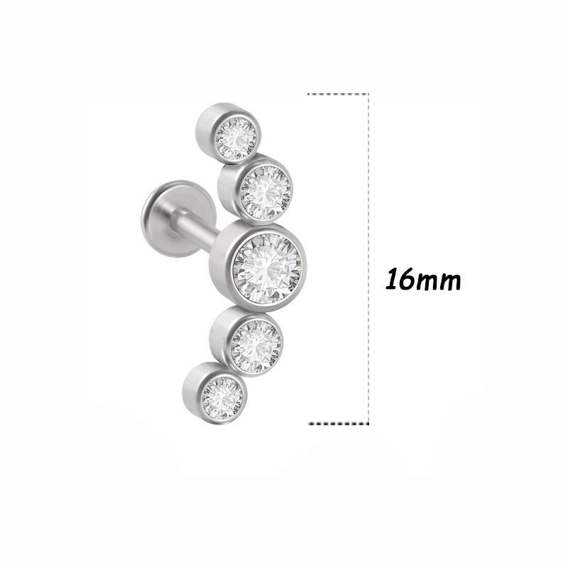 Titanium Steel 1.2 Gauge Crystal Cluster Triangle Lip & Ear Piercing Ring
