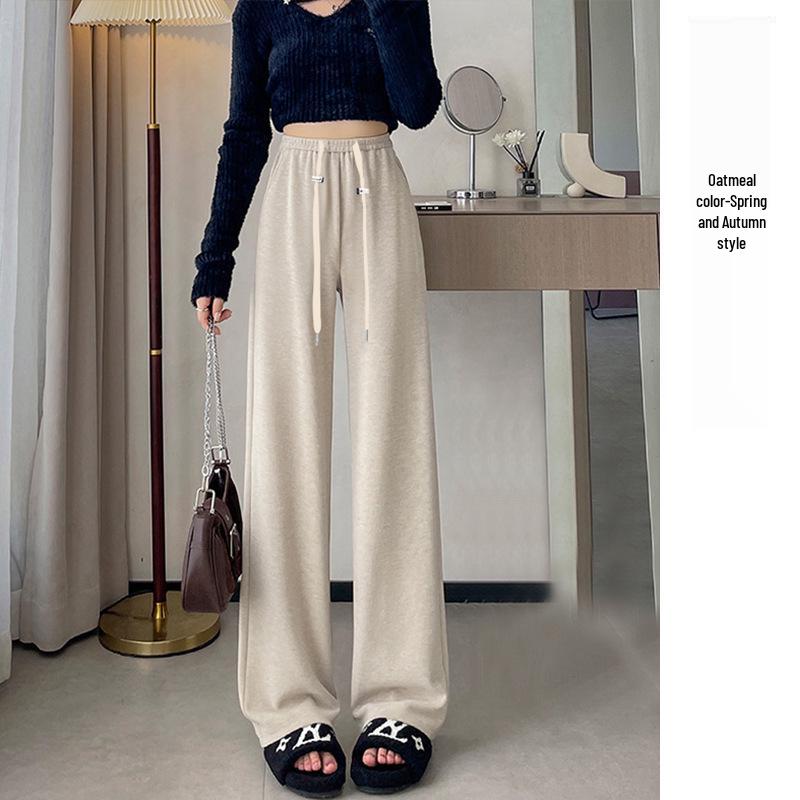 2025 Autumn/Winter Maternity Cashmere Slim Fit Wide-Leg Elastic Drawstring Pants – Pre & Post-natal 3XL
