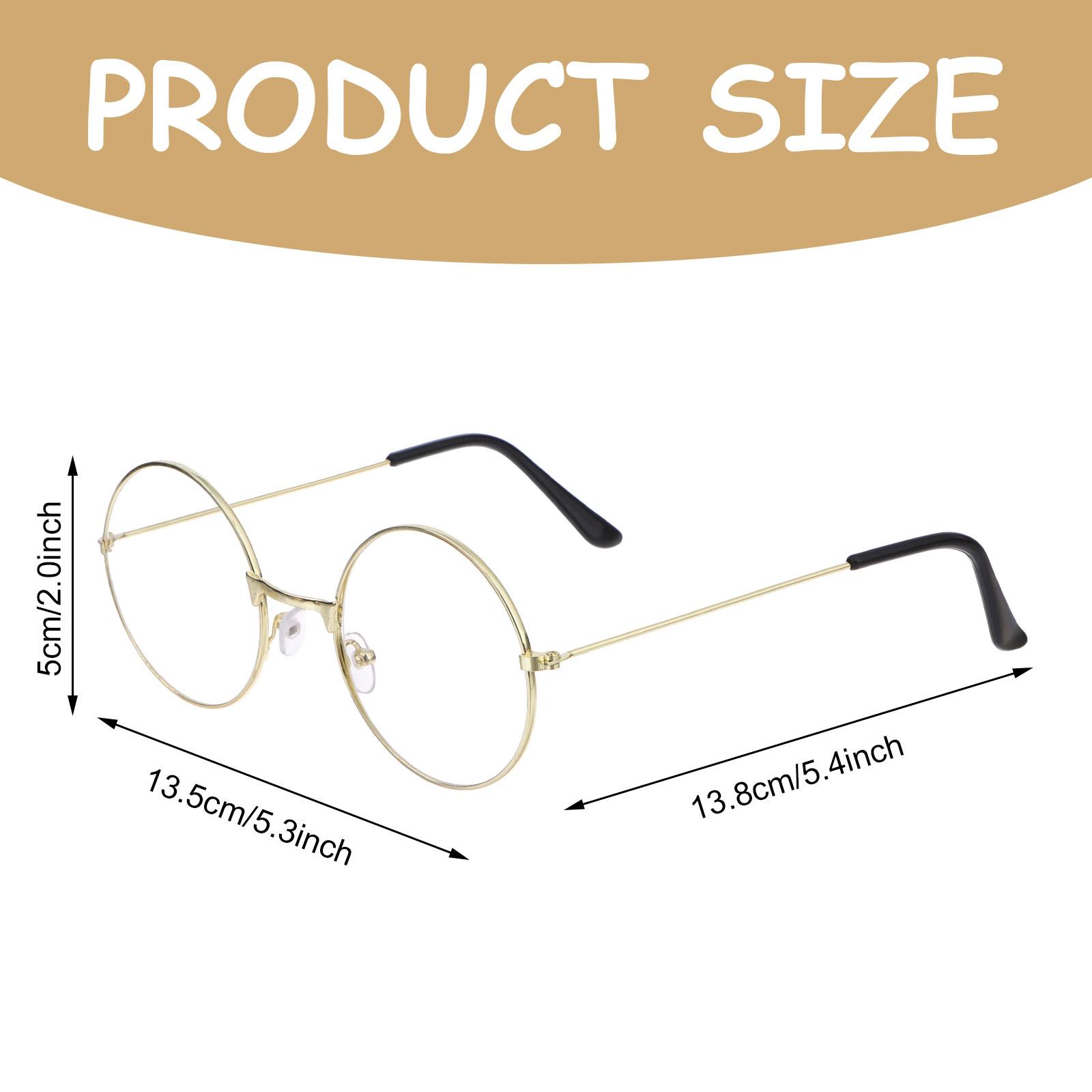 Old Man Costume Glasses Santa Glasses Gold Round Glasses Clear Lens Glasses for