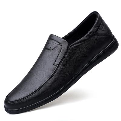2024 Couro Genuíno Homens Sapatos Casuais Luxo Marca Casual Slip on Formal Homens Preto Sapatos de Condução
