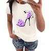 Women's Casual High Heels Floral Print Casual Short-sleeved T-shirt Pullover Round Neck Short-sleeved Top