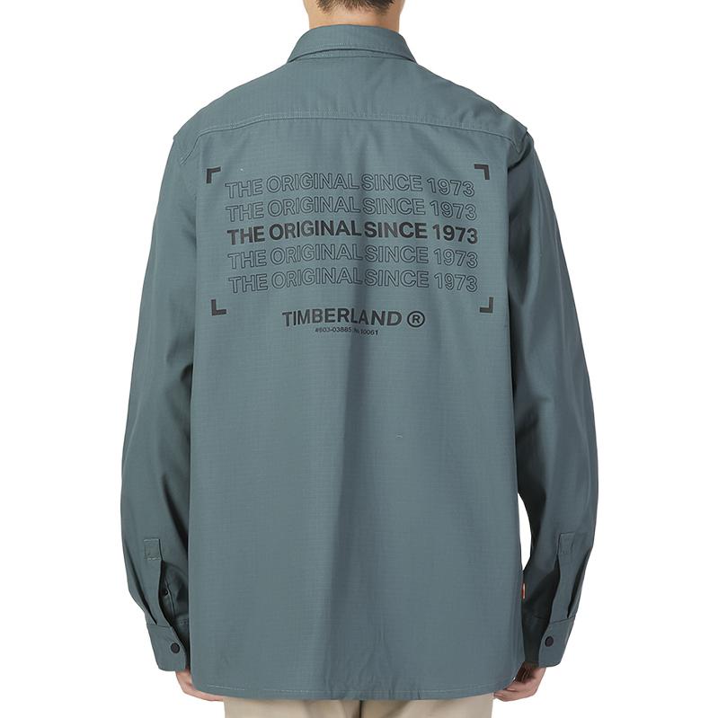 Timberland Solid Color Logo Patch Outdoor Casual Sports Polo Long Sleeve Men tops Green A22AZ-392