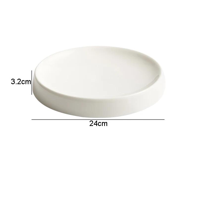 Ceramic Dinner Plate Round Snack Dessert Trays Solid Color Sashimi Sushi Dishes Household Specialty Tableware Steak Pasta Plates