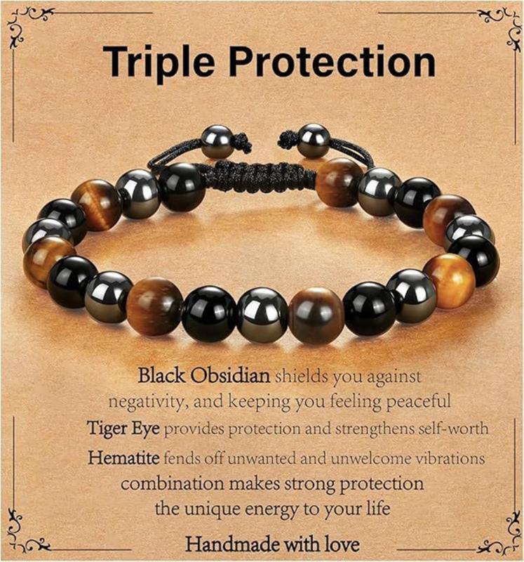 Natürliches Obsidian Tigerauge Magnetisches Stretch-Armband Verstellbares Handgefertigtes Perlen-Armband Für Wellness