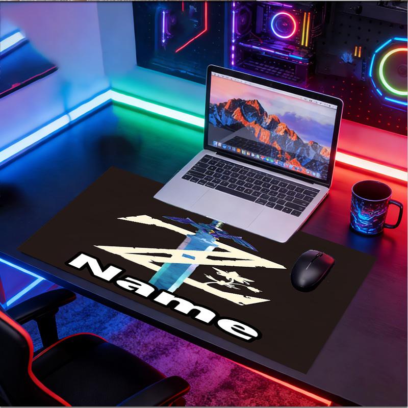 Custom Name Personalized The Legend of Zelda Pattern Mousepad, Laptop PC Desk Mat, Decorative Desk Mat for Home Keyboard Pad Gift