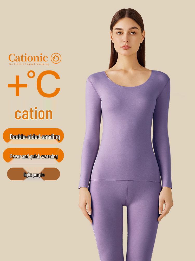 Women's Seamless Thermal Underwear Set - Round Neck, Autumn/Winter Warmth