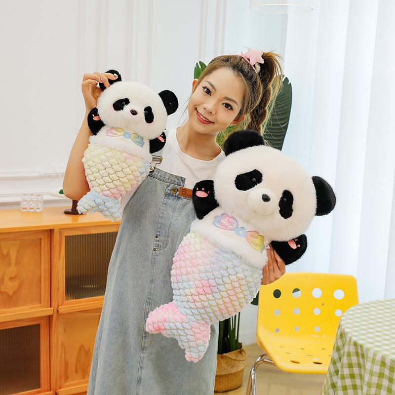 Panda Turned Mermaid Plush Toy Cute Cartoon Girl Children Birthday Gift Dolls