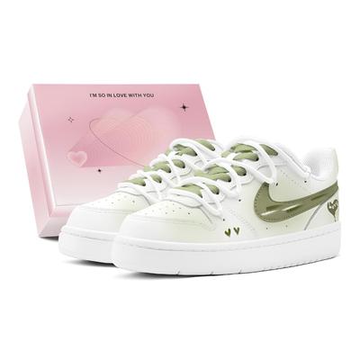 Court Borough Love For Matcha Low Top Skateboard Shoes Women's Green White BQ5448-100(TeamS2-S-BOX)