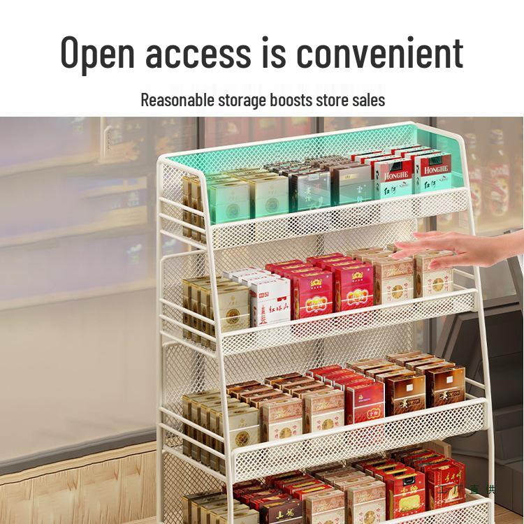 Compact Countertop Snack & Cigarette Display Rack for Convenience Store Cash Register