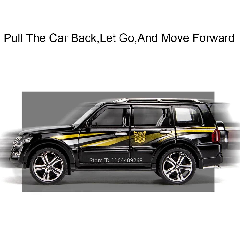 1:32 Scale MITSUBISHI PAJERO Prado SUV Car Model Toy High Simulation Sound Light Pull Back Collection Toys Models for Boys Kids