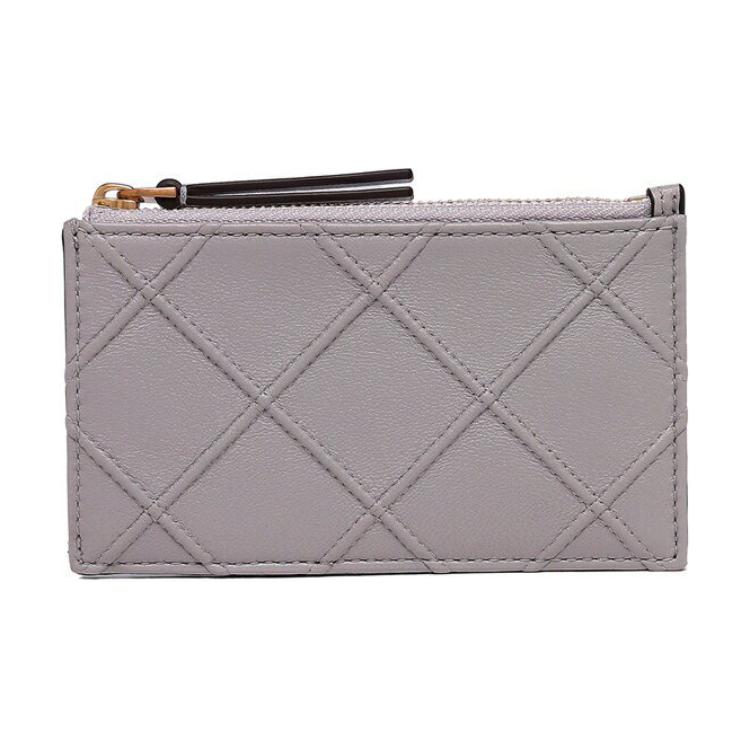 Tory Burch Diamond Quilted Zip Wallet Women wallet Gray 152602-029 Gray
