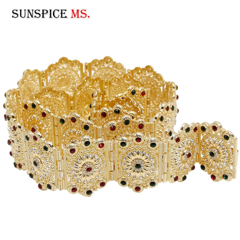 Gold Color Belt Wedding Jewelry Full Rhinestone Metal Waist Chain Bridal Bijoux Gift