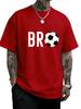 Mens casual football Tshirt a bestselling black and white football design shortsleeved roundneck fashion