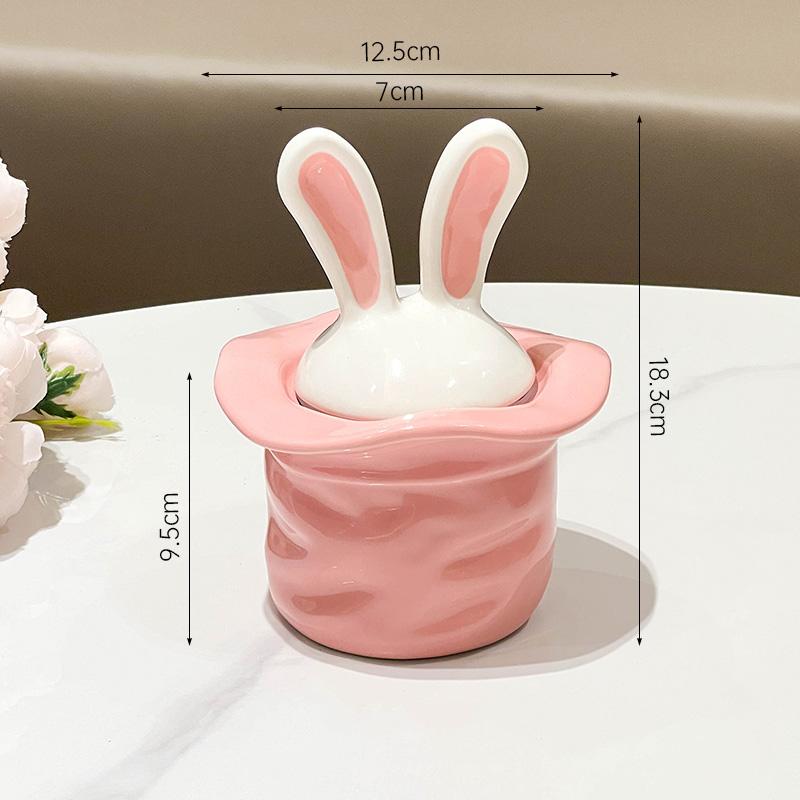 Rabbit Ear Ceramic Jar Kitchen Coffee Bean Tea Storage Jars Children Snack Storage Jar Bedroom Dressing Table Accessorie Bottles